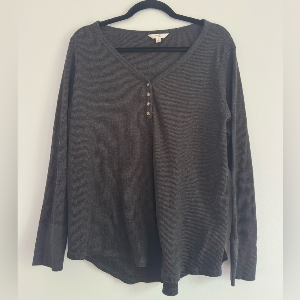 Terra & Sky‎ Black Fitted Buttoned Blouse